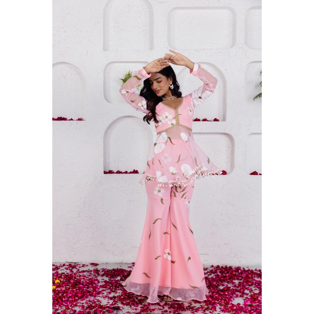 DEASHA INDIA Seira Pastel Pink Handpainted Co Ord (Set of 2)