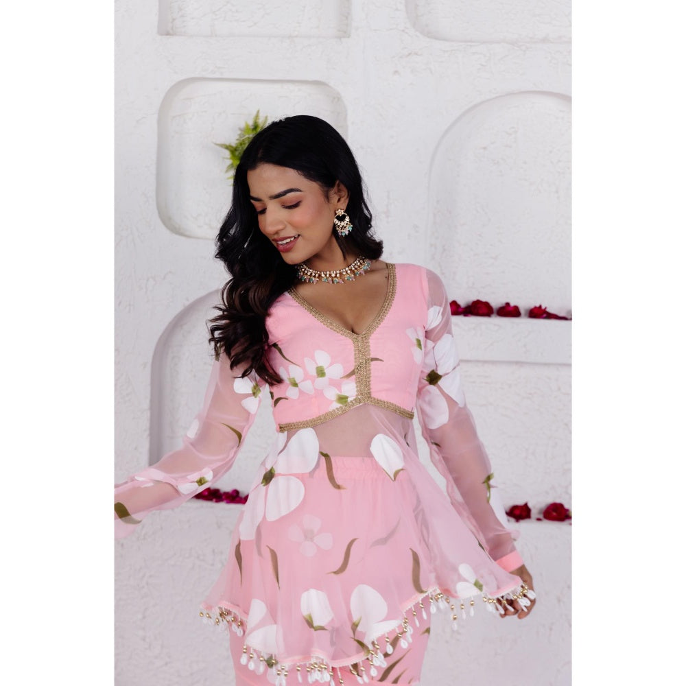 DEASHA INDIA Seira Pastel Pink Handpainted Co Ord (Set of 2)