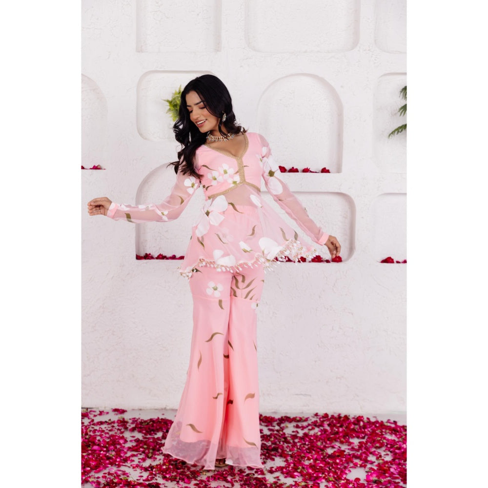 DEASHA INDIA Seira Pastel Pink Handpainted Co Ord (Set of 2)