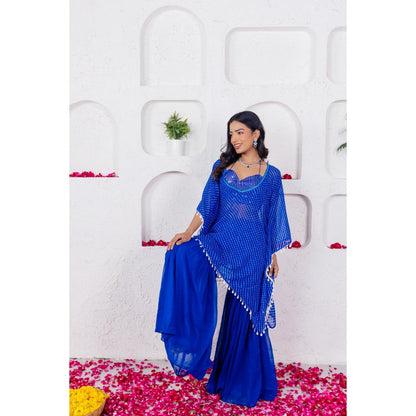 DEASHA INDIA Anaya Royal Blue Bustier with Kaftan and Sharara (Set of 3)