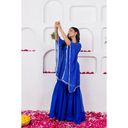 DEASHA INDIA Anaya Royal Blue Bustier with Kaftan and Sharara (Set of 3)