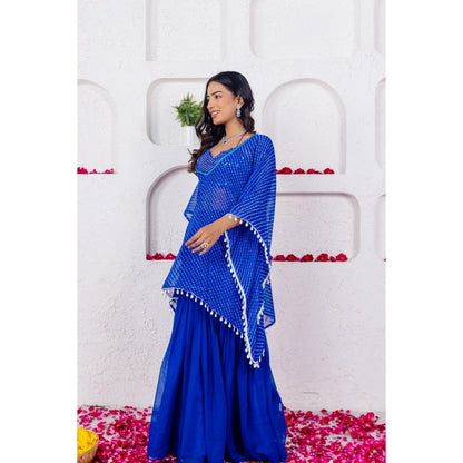 DEASHA INDIA Anaya Royal Blue Bustier with Kaftan and Sharara (Set of 3)