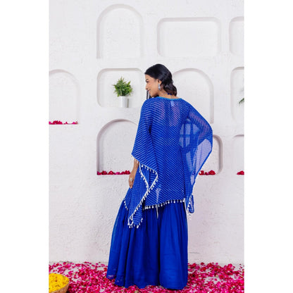 DEASHA INDIA Anaya Royal Blue Bustier with Kaftan and Sharara (Set of 3)