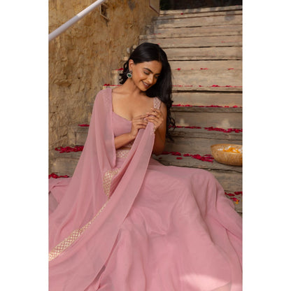 DEASHA INDIA Tarini Pastel Pink Detailed Lehenga with Blouse and Dupatta (Set of 3)