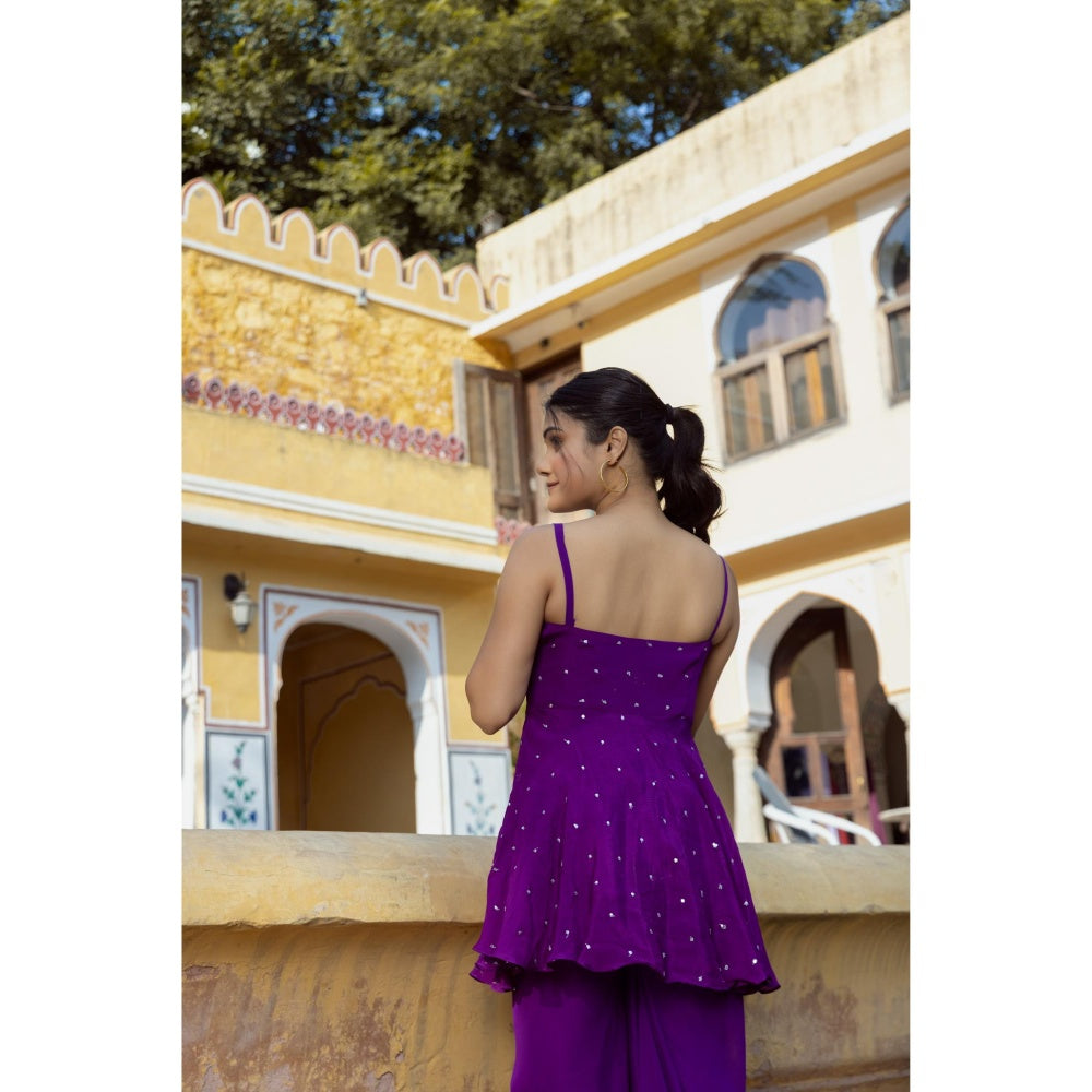 DEASHA INDIA Ira True Purple Short Kurta with Sharara (Set of 2)