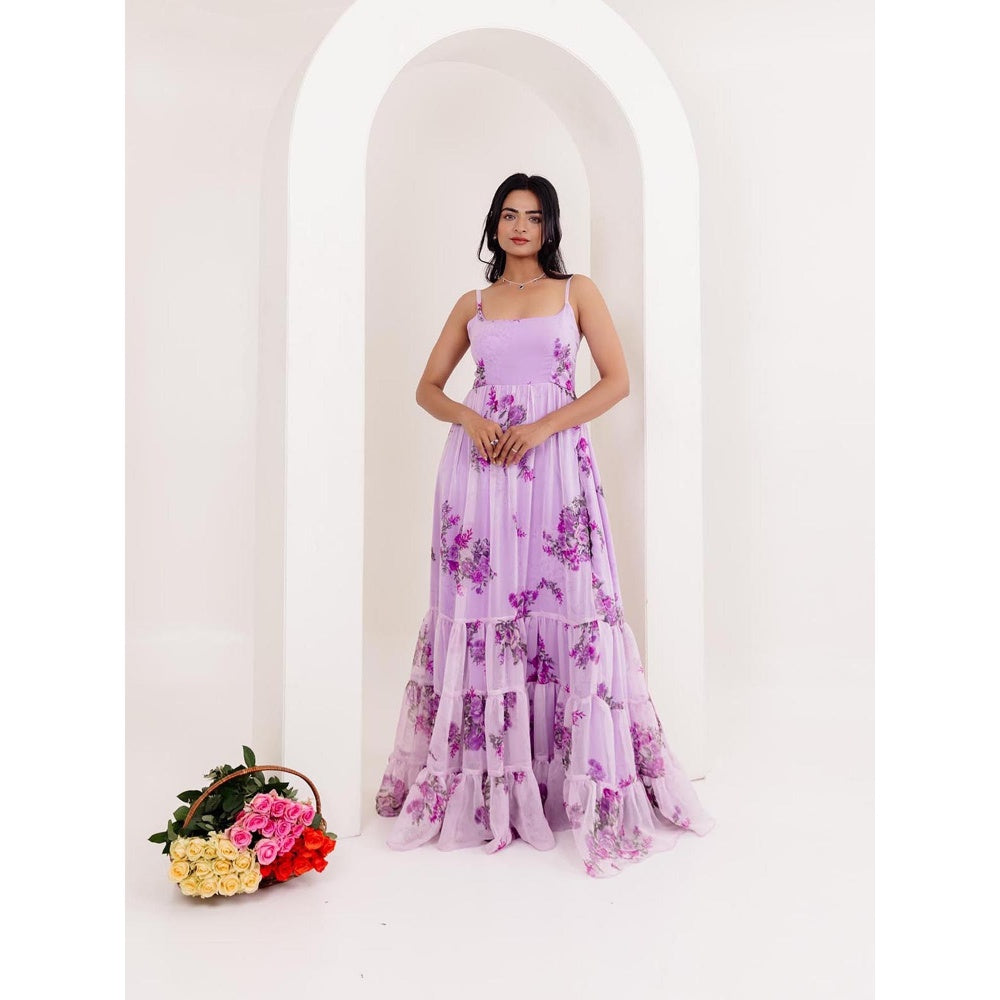 DEASHA INDIA Saanvi Lavender Floral Printed Dress