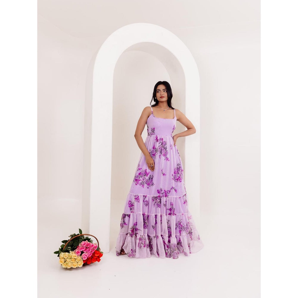 DEASHA INDIA Saanvi Lavender Floral Printed Dress