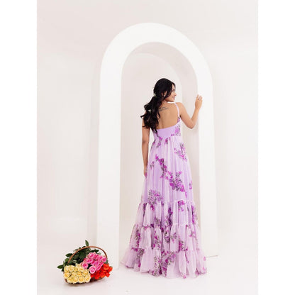 DEASHA INDIA Saanvi Lavender Floral Printed Dress