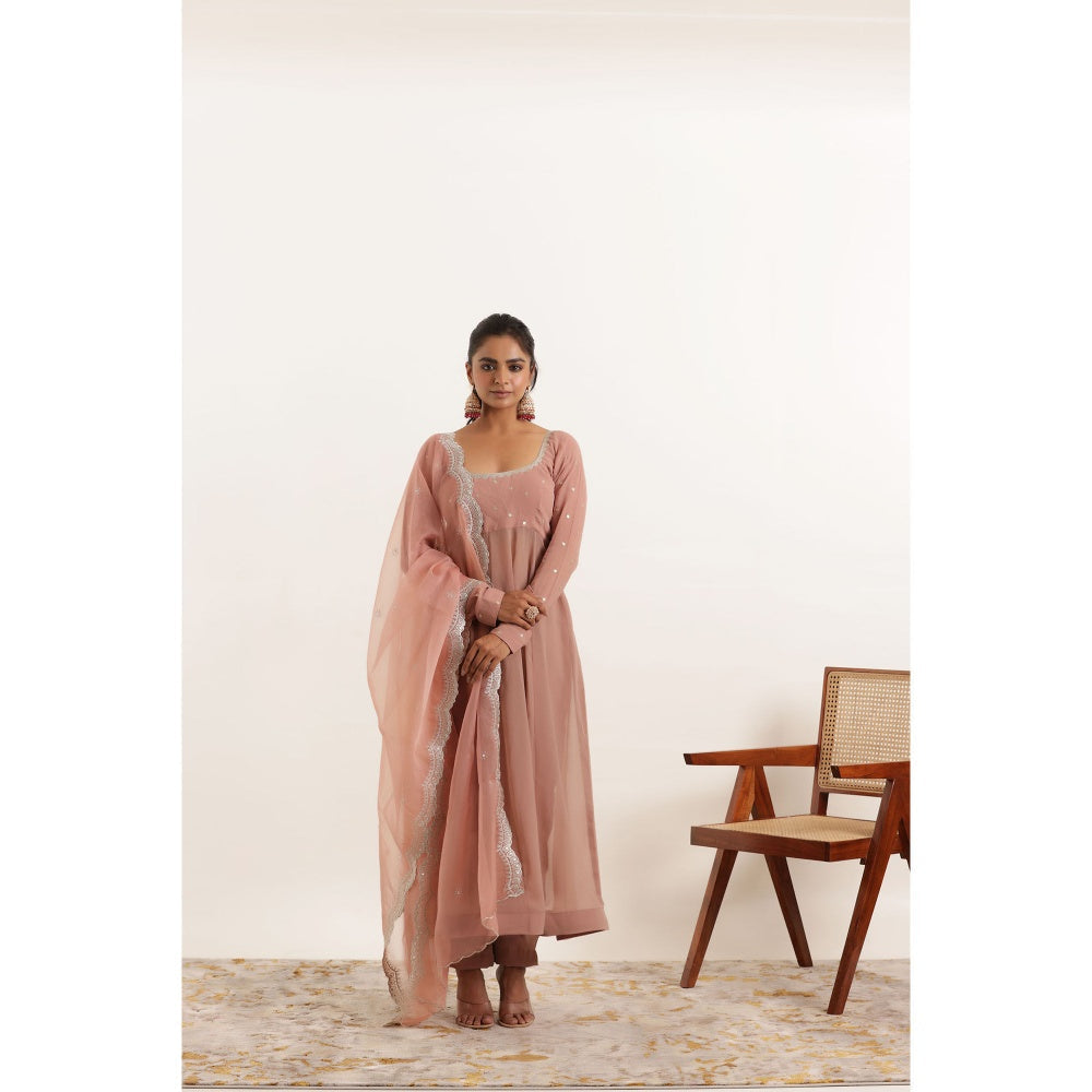 DEASHA INDIA Aarini Mauve Chiku Regal Anarkali with Pant and Dupatta (Set of 3)