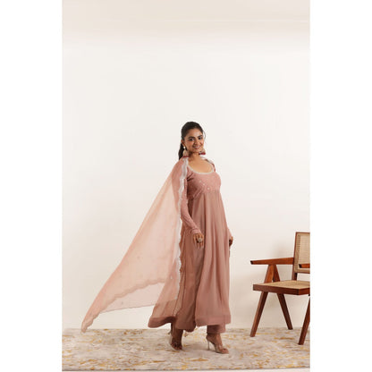 DEASHA INDIA Aarini Mauve Chiku Regal Anarkali with Pant and Dupatta (Set of 3)