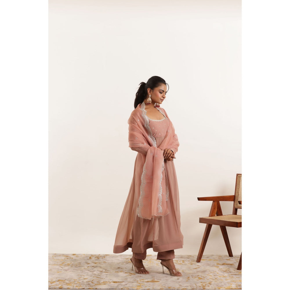 DEASHA INDIA Aarini Mauve Chiku Regal Anarkali with Pant and Dupatta (Set of 3)