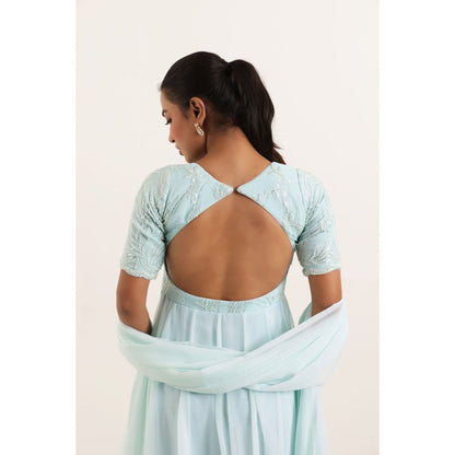 DEASHA INDIA Aavya Light Turquoise Anarkali with Dupatta (Set of 2)