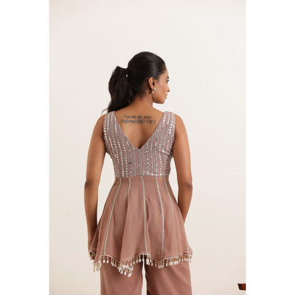 DEASHA INDIA Aira Mauve Chiku Mirror Work Co-Ord (Set of 2)