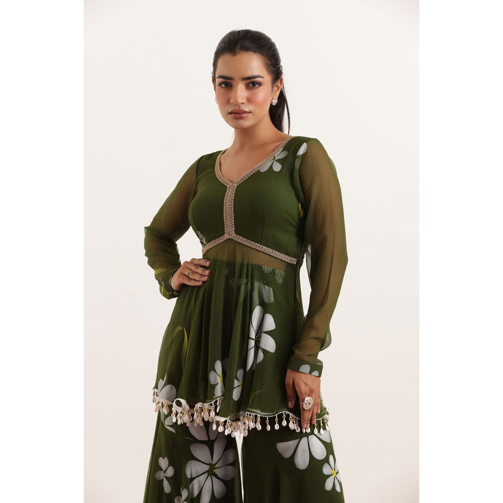 DEASHA INDIA Veda Green Hand Painted Floral Co-Ord (Set of 2)