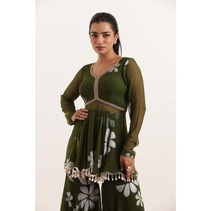 DEASHA INDIA Veda Green Hand Painted Floral Co-Ord (Set of 2)