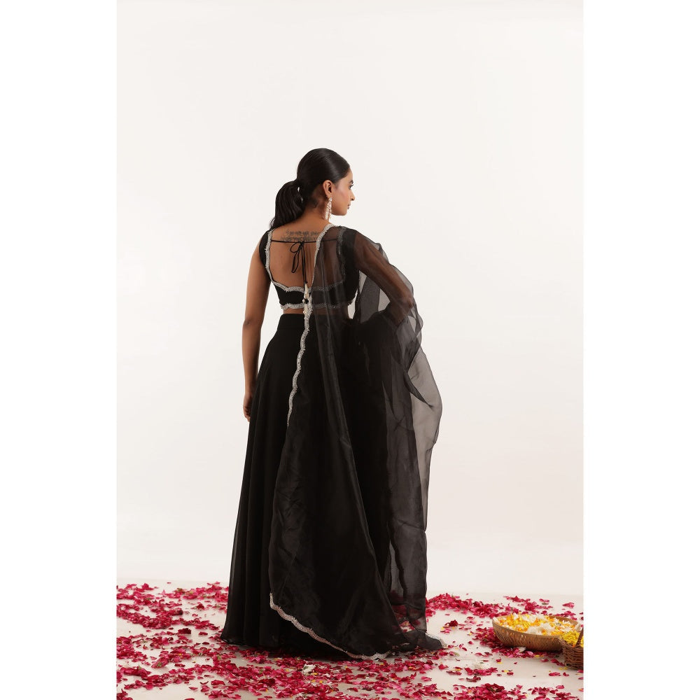 DEASHA INDIA Leela Black Detailed Lehenga with Blouse and Dupatta (Set of 3)