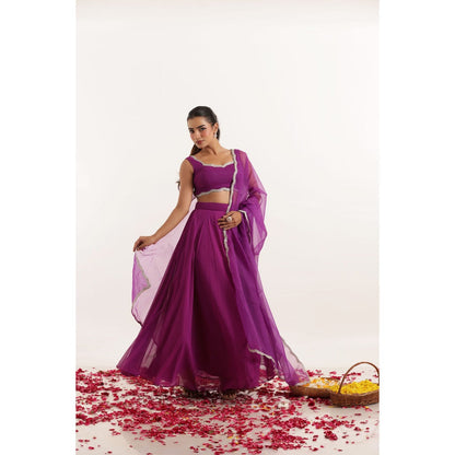 DEASHA INDIA Aarya True Purple Detailed Lehenga with Blouse and Dupatta (Set of 3)
