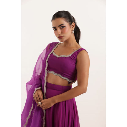 DEASHA INDIA Aarya True Purple Detailed Lehenga with Blouse and Dupatta (Set of 3)