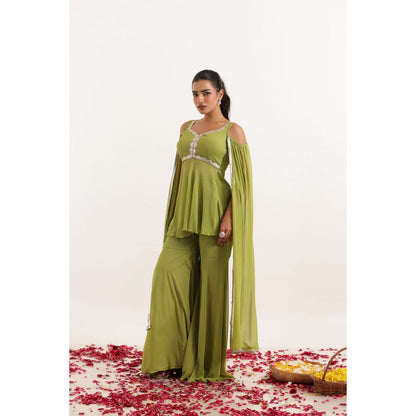DEASHA INDIA Vaanya Bright Green Detailed Lace Work Kurti with Sharara (Set of 2)