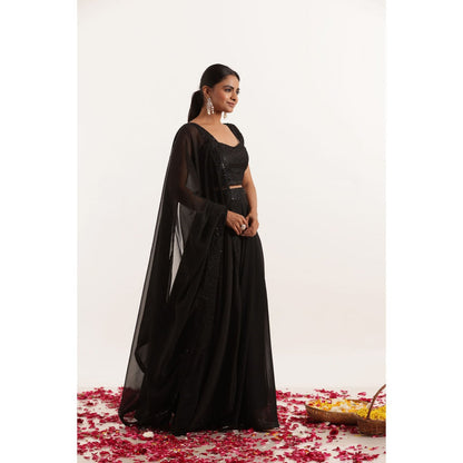 DEASHA INDIA Avani Detailed Black Lehenga with Blouse and Dupatta (Set of 3)