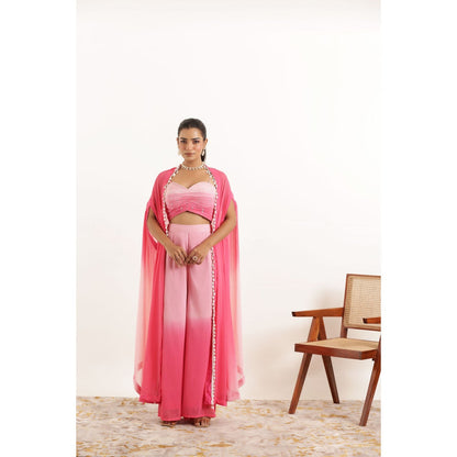 DEASHA INDIA Fusion Ombre Detailed Bustier with Pant and Shrug (Set of 3)