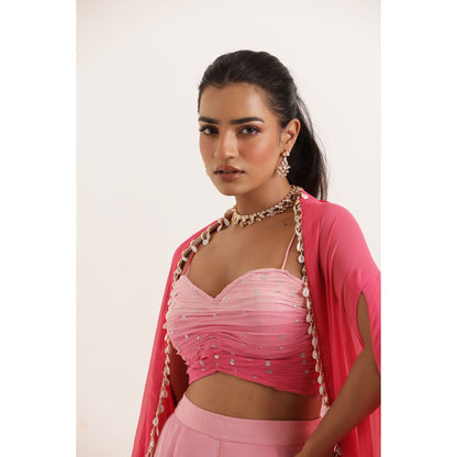 DEASHA INDIA Fusion Ombre Detailed Bustier with Pant and Shrug (Set of 3)