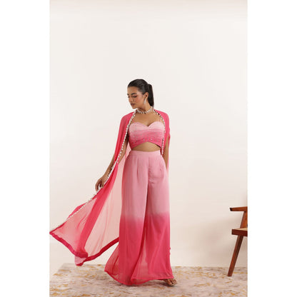 DEASHA INDIA Fusion Ombre Detailed Bustier with Pant and Shrug (Set of 3)