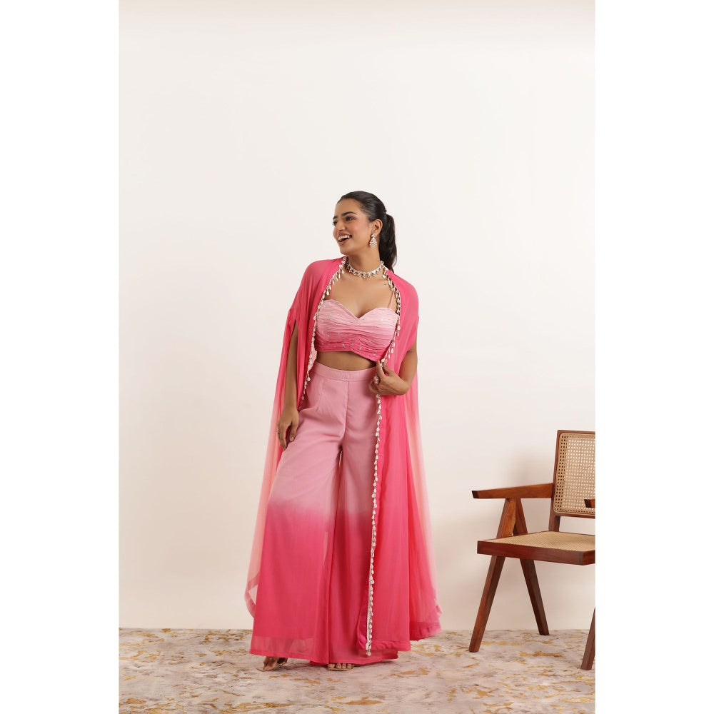 DEASHA INDIA Fusion Ombre Detailed Bustier with Pant and Shrug (Set of 3)