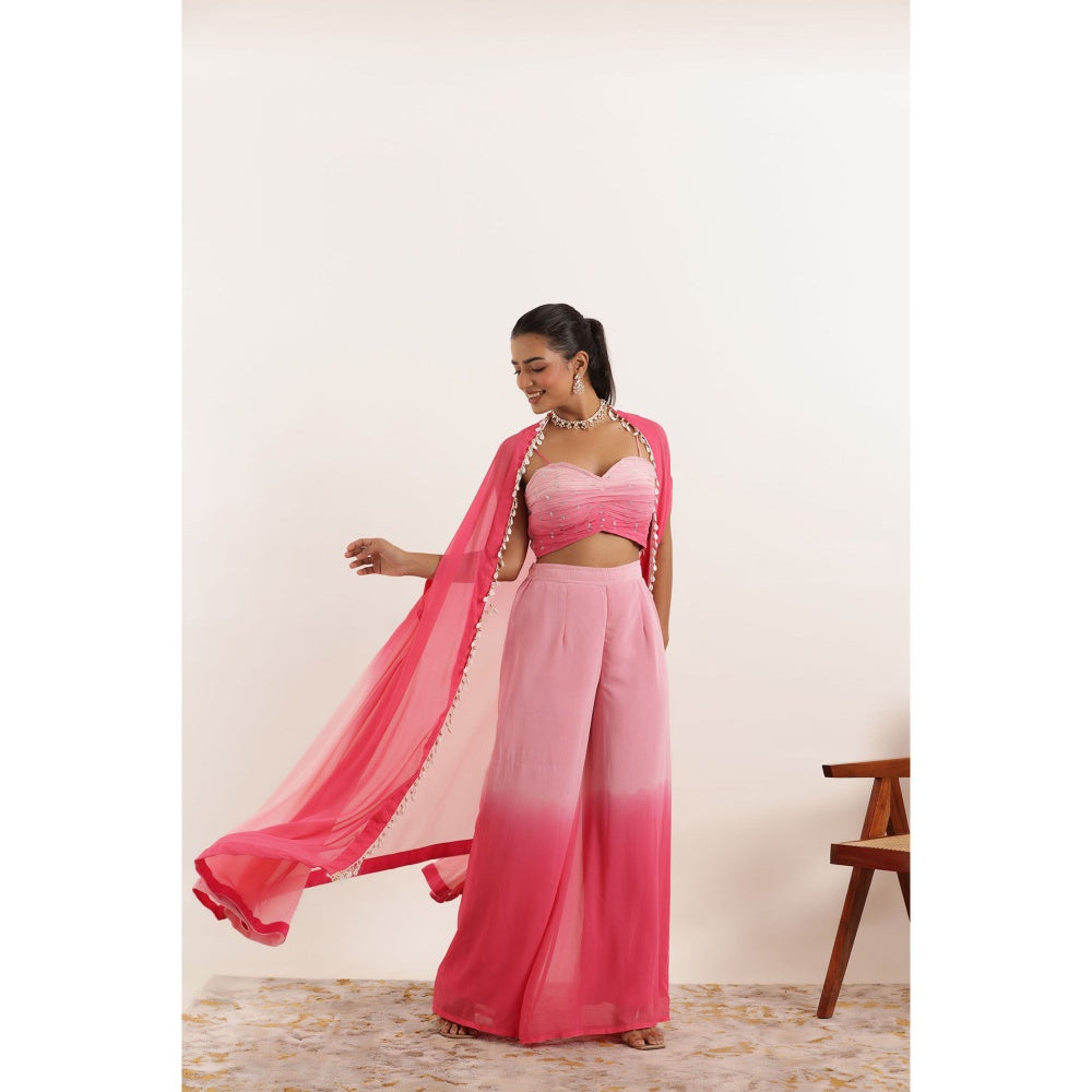 DEASHA INDIA Fusion Ombre Detailed Bustier with Pant and Shrug (Set of 3)