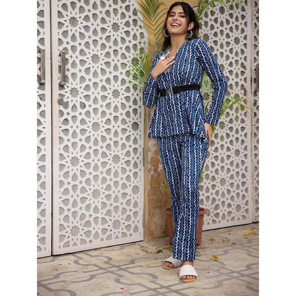 DEASHA INDIA Keya Blue Cotton Co-Ord (Set of 3)