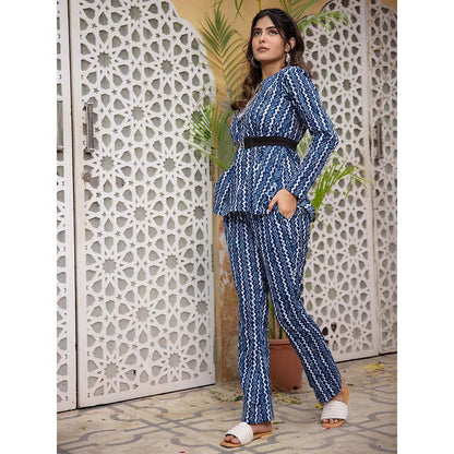 DEASHA INDIA Keya Blue Cotton Co-Ord (Set of 3)
