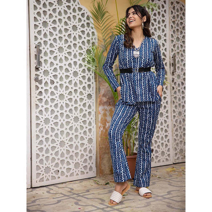 DEASHA INDIA Keya Blue Cotton Co-Ord (Set of 3)