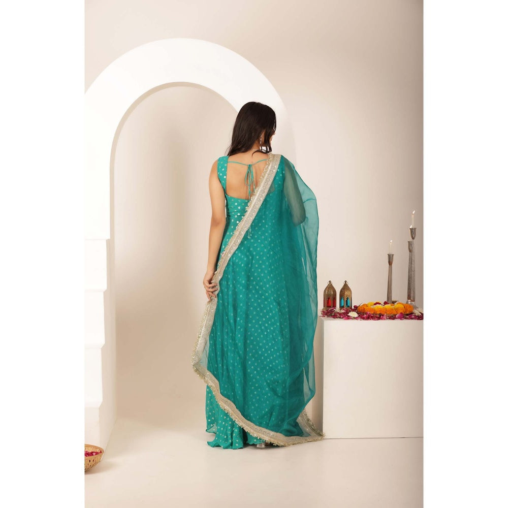 DEASHA INDIA Sandhya Green Buti Anarkali with Pant and Dupatta (Set of 3)