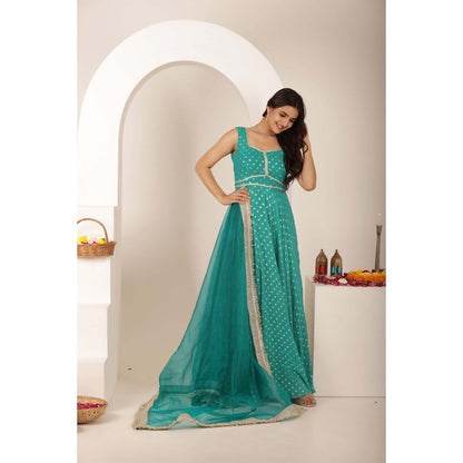 DEASHA INDIA Sandhya Green Buti Anarkali with Pant and Dupatta (Set of 3)