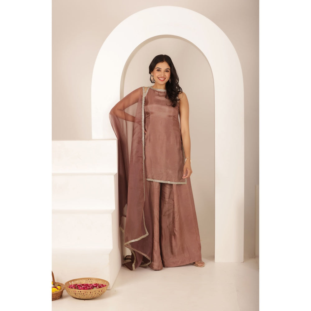 DEASHA INDIA Rubab Mauve Farshid Kurti with Palazzo and Dupatta (Set of 3)