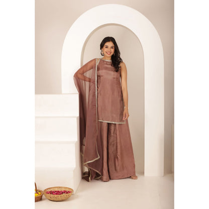 DEASHA INDIA Rubab Mauve Farshid Kurti with Palazzo and Dupatta (Set of 3)