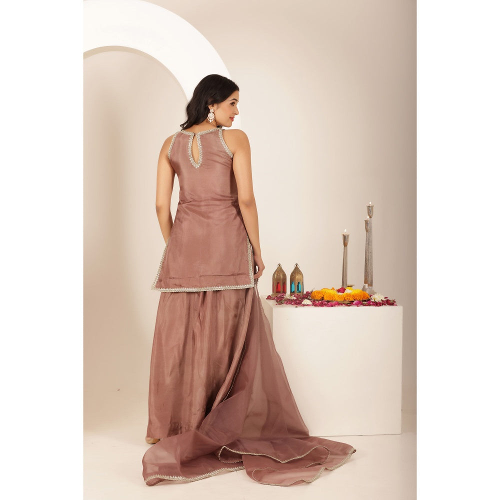 DEASHA INDIA Rubab Mauve Farshid Kurti with Palazzo and Dupatta (Set of 3)