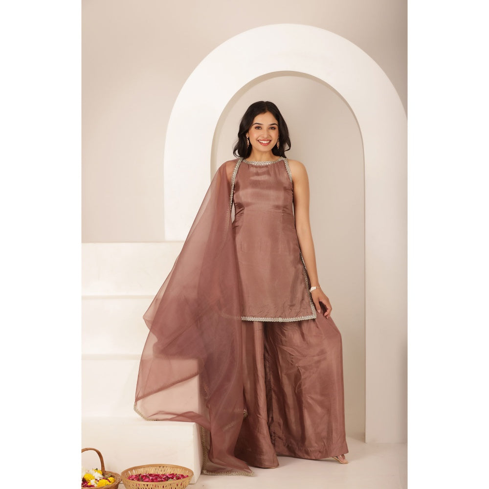 DEASHA INDIA Rubab Mauve Farshid Kurti with Palazzo and Dupatta (Set of 3)