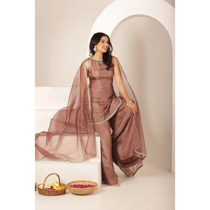 DEASHA INDIA Rubab Mauve Farshid Kurti with Palazzo and Dupatta (Set of 3)