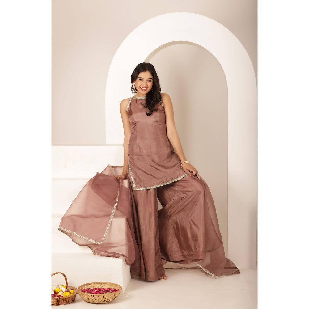 DEASHA INDIA Rubab Mauve Farshid Kurti with Palazzo and Dupatta (Set of 3)