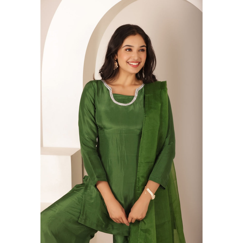 DEASHA INDIA Mehnoor Green Farshid Kurti with Palazzo and Dupatta (Set of 3)