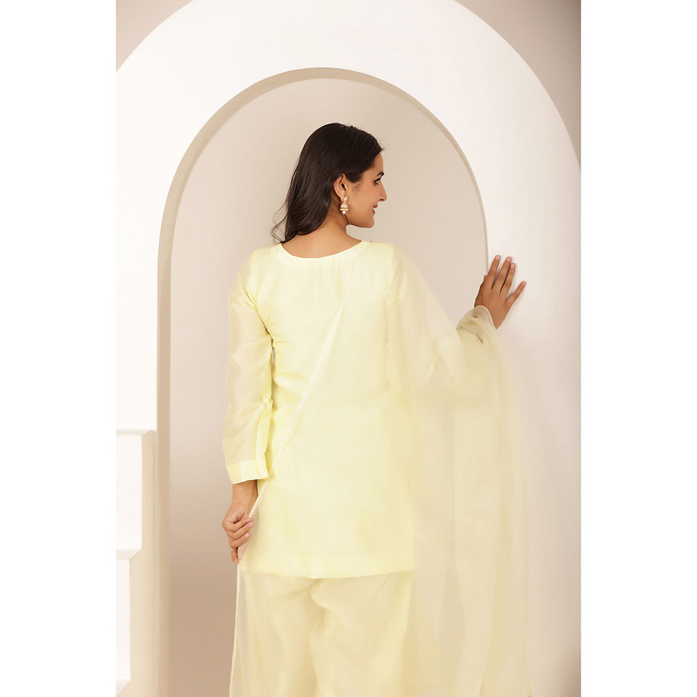 DEASHA INDIA Hala Yellow Farshid Kurti with Palazzo and Dupatta (Set of 3)