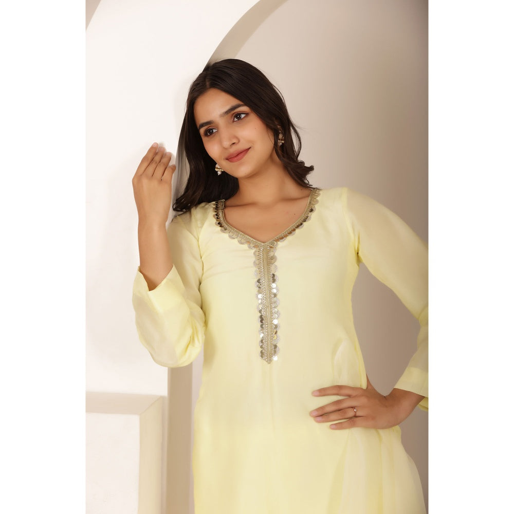 DEASHA INDIA Hala Yellow Farshid Kurti with Palazzo and Dupatta (Set of 3)