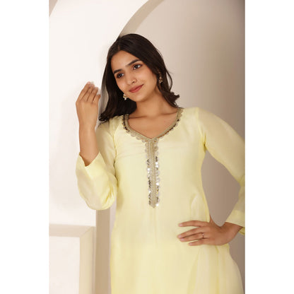 DEASHA INDIA Hala Yellow Farshid Kurti with Palazzo and Dupatta (Set of 3)