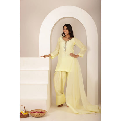 DEASHA INDIA Hala Yellow Farshid Kurti with Palazzo and Dupatta (Set of 3)