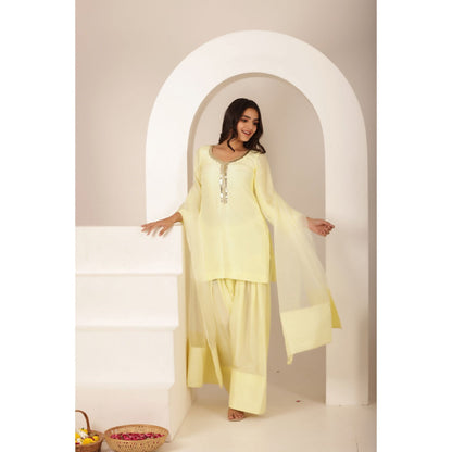 DEASHA INDIA Hala Yellow Farshid Kurti with Palazzo and Dupatta (Set of 3)