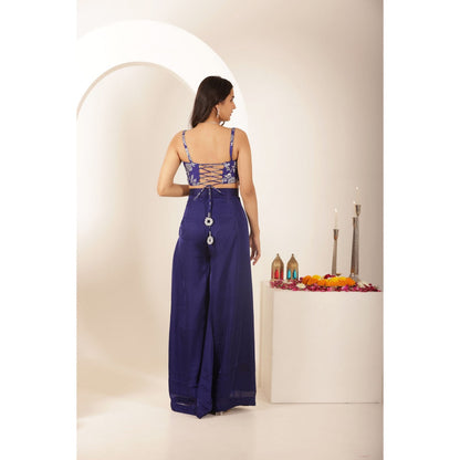 DEASHA INDIA Shravya Blue Blouse with Palazzo and Dupatta (Set of 3)