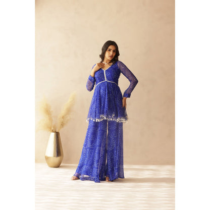 DEASHA INDIA Dhwani Blue Small Bandhej Co-Ord (Set of 2)