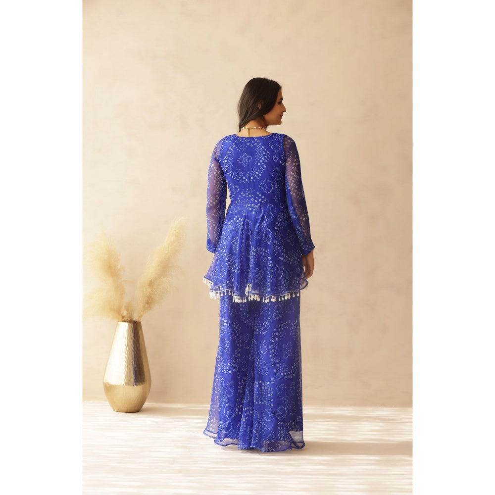 DEASHA INDIA Dhwani Blue Small Bandhej Co-Ord (Set of 2)