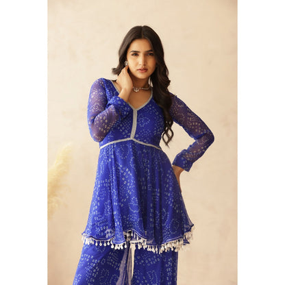 DEASHA INDIA Dhwani Blue Small Bandhej Co-Ord (Set of 2)